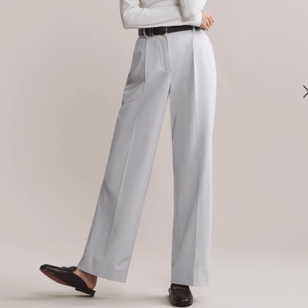 Classic Wide-Leg Trousers in Light Gray